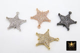 CZ Pave Star Connectors, Cubic Zirconia Starburst Charms, Gold - A Girls Gems