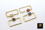 CZ Pave Carabiner Lock, Gold Rectangle Screw Clasps, Colorful Interlocking Clasp for Necklace