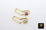 CZ Pave Heart Carabiner Lock, Gold Red Boomerang Screw Interlocking Clasps for Necklaces, Bracelets #2326