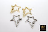 Carabiner Star Screw Clasps, Silver, Gold Large Cubic Zirconia Black Locks - A Girls Gems