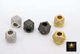 CZ Pave Cube Beads, Silver 10 mm Hexagon #215 - A Girls Gems