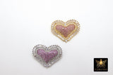 CZ Pave Heart Charms, Gold, Silver Large Heart Pendants