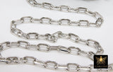 Faceted Gold Link Chain, Paperclip Rectangle Chains, Silver Bracelet Large Oval Cable