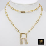 Gold Initial Chain Necklace, Cubic Zirconia Screw Initial Letters, Double Wrap - A Girls Gems