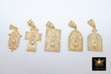 Gold Cross Charms, Jesus Virgin Mary Cross Pendants  #917 - A Girls Gems