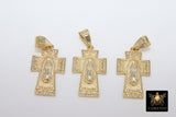 Gold Cross Charms, Jesus Virgin Mary Cross Pendants  #917 - A Girls Gems