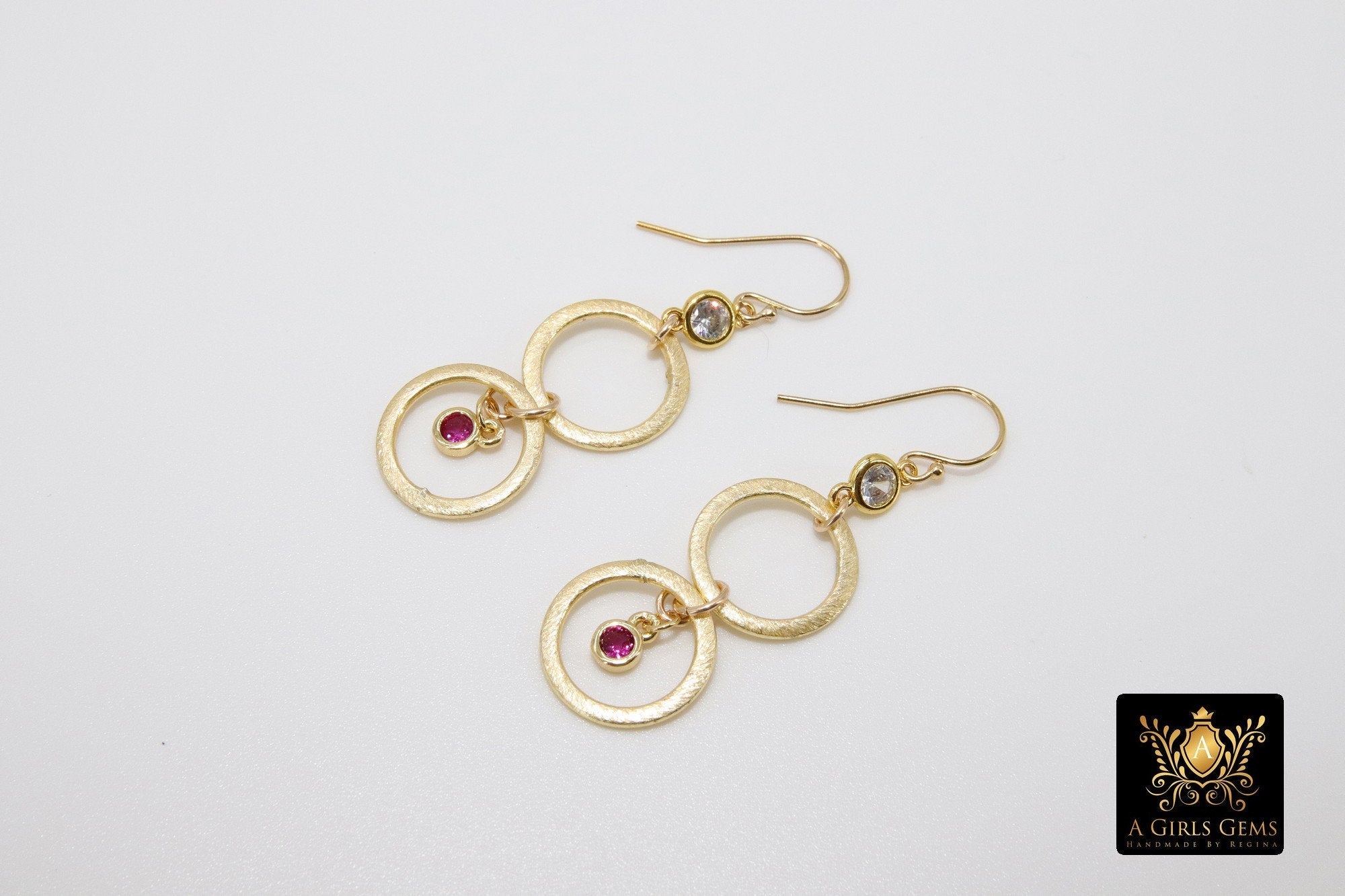 14 K Gold Blue Turquoise Earrings, Black Onyx Gemstones, Dangle Ear Wire Hooks - A Girls Gems