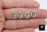 14 K Gold filled or 925 Sterling Silver, Virgin Mary Center 3 loop Connectors #2141, Rosary Necklace Center Charms
