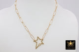 Front Clasp Necklace, 14 K Gold Filled Screw Star Clasp Wrap Choker - A Girls Gems