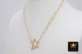 Front Clasp Necklace, 14 K Gold Filled Screw Star Clasp Wrap Choker - A Girls Gems