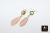 14 K Gold Filled Earrings, Blue Turquoise and Rainbow Moonstone Gemstones, Dangle Teardrop Wire Hooks - A Girls Gems
