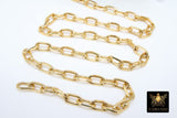 Faceted Gold Link Chain, Paperclip Rectangle Chains CH # 131, Silver Bracelet Large Oval Cable