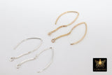 14 K Gold Filled Ear Wire Hooks with Dangle Chain, 925 Sterling Silver V Wire Earring Findings #2165, 14 20 Jewelry