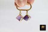 Natural Amethyst Diamond Charms, Gold Hexagon Shape Pendant #2366, Fluorite Quartz Gemstones