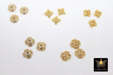 Gold Bead Caps, 6 mm Bead End Caps, 5 Different Round Cone Discs Styles