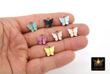 Butterfly Charms, 2 Pc Pearly Resin Small Butterflies, Gold Acrylic Pendants