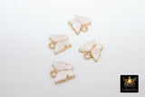 Butterfly Charms, Pearly White Resin Gold Small Butterflies