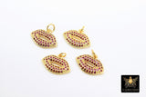 Red Lips Charms, CZ Micro Pave Kiss Charms, Gold Tiny Lips in Red Fuchsia Cubic Zirconia