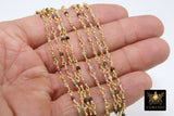 Amethyst Rosary Chain, Genuine Faceted 3 mm Diamond Cut Beaded Chains, Gold Wire Wrapped Purple Beads