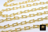 Gold Horseshoe Link Chain, Chunky Beaded End U Chains for Men and Women, Unfinished Heavy Silver Chain