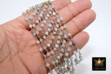 Natural Amazonite Silver Rosary Chain, 4 mm Wire Wrapped Beaded Chain CH #351, by the Foot