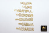 CZ Pave Tiny Dog Tags, Gold Word Charms, Inspirational Dog Tags