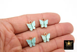 Butterfly Charms, 2 Pc Pearly Resin Small Butterflies, Gold Acrylic Pendants