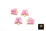 Butterfly Charms, 2 Pc Soft Pink and Fuchsia Resin Pearly Butterflies - A Girls Gems