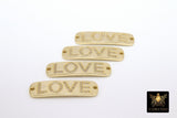 Love Words Connectors, CZ Micro Pave 2 Hole Gold Rectangle Oblong Bar Pendants, Inspirational Tags 10 x 36 mm #508
