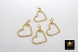 CZ Pave Heart Charms, Gold Cubic Zirconia Micro Pave Heart Shaped Pendants #720, Bracelets