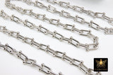 Gold Horseshoe Link Chain, Chunky Beaded End U Chains for Men and Women, Unfinished Heavy Silver Chain