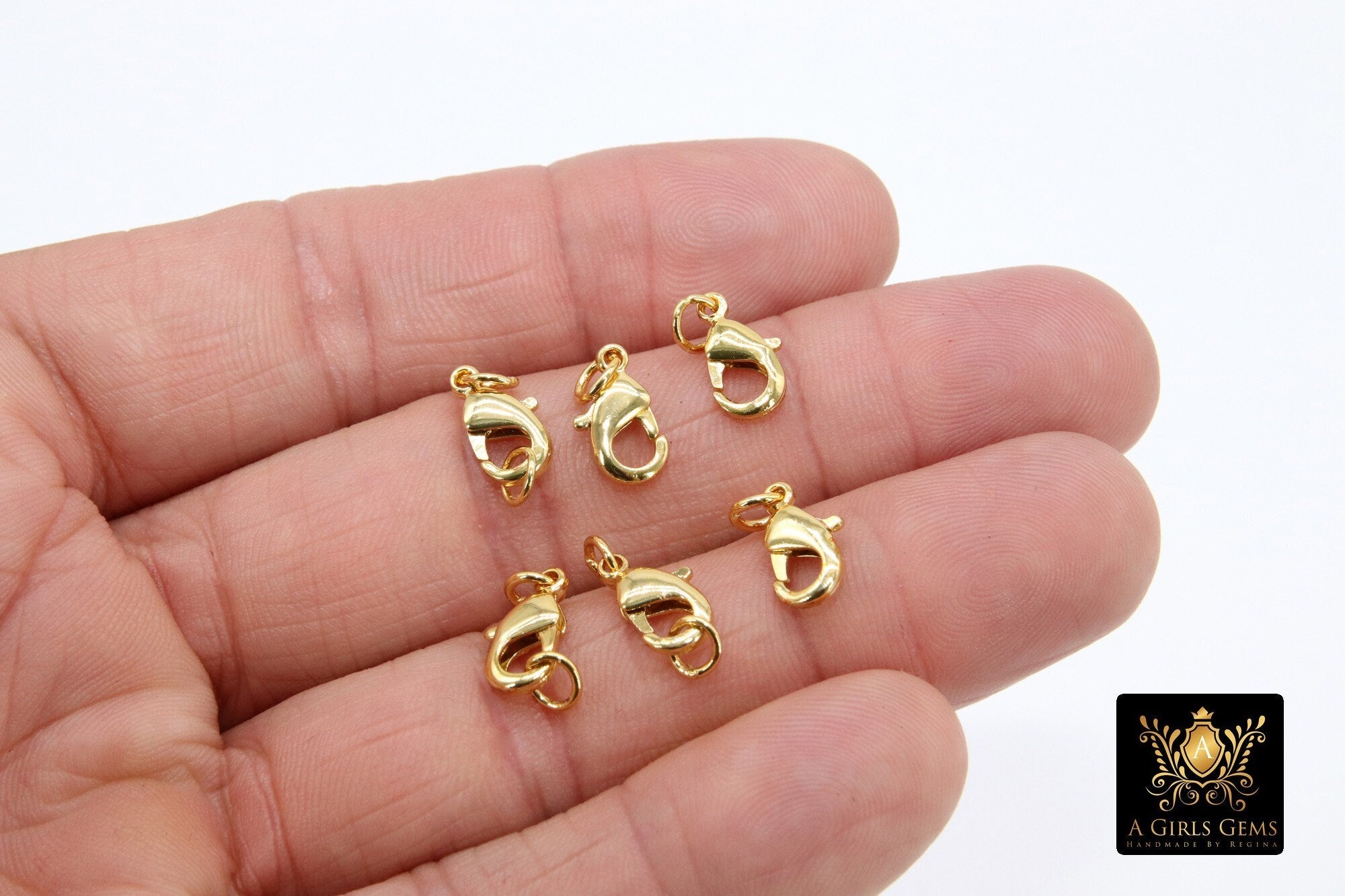 Smooth Gold Lobster Clasps, Silver Lobster claw 8 x 15 mm Jewelry Findings #2240, Long 7x17 mm Includes Jump Rings in Black and Rose Gold