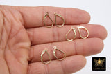 14 K Gold Filled Smooth Lever back Ear Ring Parts, 2 Pc High Quality Gold Huggie Wire Findings #2163, Open Loops 9.5 x 16.5 mm