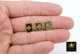 Gold Star Padlock Charms, Small Moon Box Pendant #210, Starburst Necklace