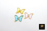 Gold Butterfly Connectors, Crystal Butterflies #2536, 2 Loop Charms Pink