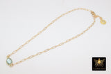 Gemstone Teardrop Necklace, 14 K Gold Filled Choker, Choice of Teardrop Gemstone, Adjustable Rectangle Chain - A Girls Gems