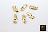 Smooth Gold Lobster Clasps, Silver Lobster claw 8 x 15 mm Jewelry Findings #2240, Long 7x17 mm Includes Jump Rings in Black and Rose Gold