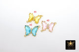 Gold Butterfly Connectors, Crystal Butterflies #2536, 2 Loop Charms Pink