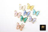 CZ Crystal Butterfly Stud Earrings, 2 Pc Gold Crystal Butterflies #2558, 8 Colors