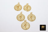 Gold Coin Snake Charm, CZ Pave Round Disc Charms #2543 - A Girls Gems