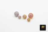 CZ Micro Pave Gold Balls, Lavender Pink Silver Round Beads #471, 10 mm Rose Focal Bead