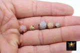 CZ Micro Pave Gold Balls, Lavender Pink Silver Round Beads #471, 10 mm Rose Focal Bead