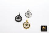 Silver Evil Eye Charm, CZ Micro Pave Tiny Evil Eyes Black Pave #121