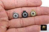 Silver Evil Eye Charm, CZ Micro Pave Tiny Evil Eyes Black Pave #121