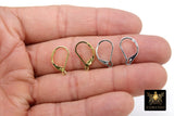 Gold Smooth Lever back Ear Ring Parts, 2 Pc Silver and Gold Huggie Wire Findings #2621, Open Loops 9.5 x 17 mm