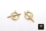 14 K Gold Filled Toggle Clasp, Extra Large Clasps with Toggle Bar Connectors for Necklace #2139, 15 x 18 mm and 24 mm Bar
