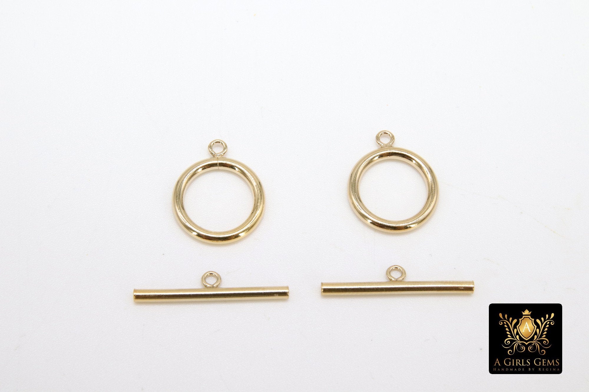 14 K Gold Filled Toggle Clasp, Extra Large Clasps with Toggle Bar Connectors for Necklace #2139, 15 x 18 mm and 24 mm Bar