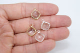 Gold Diamond Shaped Charms, 2 Pcs Silver Diamond Bezel Clear Drop Crystal Charms #651, 14 x 17 mm Huggie Earring Charms