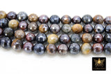 Natural Tiger Eye Beads, Shimmery Multi Faceted Silver Lined Electroplated Beads BS #13, sizes 8 mm 15.5 inch Strands