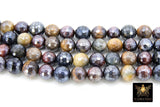 Natural Tiger Eye Beads, Shimmery Multi Faceted Silver Lined Electroplated Beads BS #13, sizes 8 mm 15.5 inch Strands